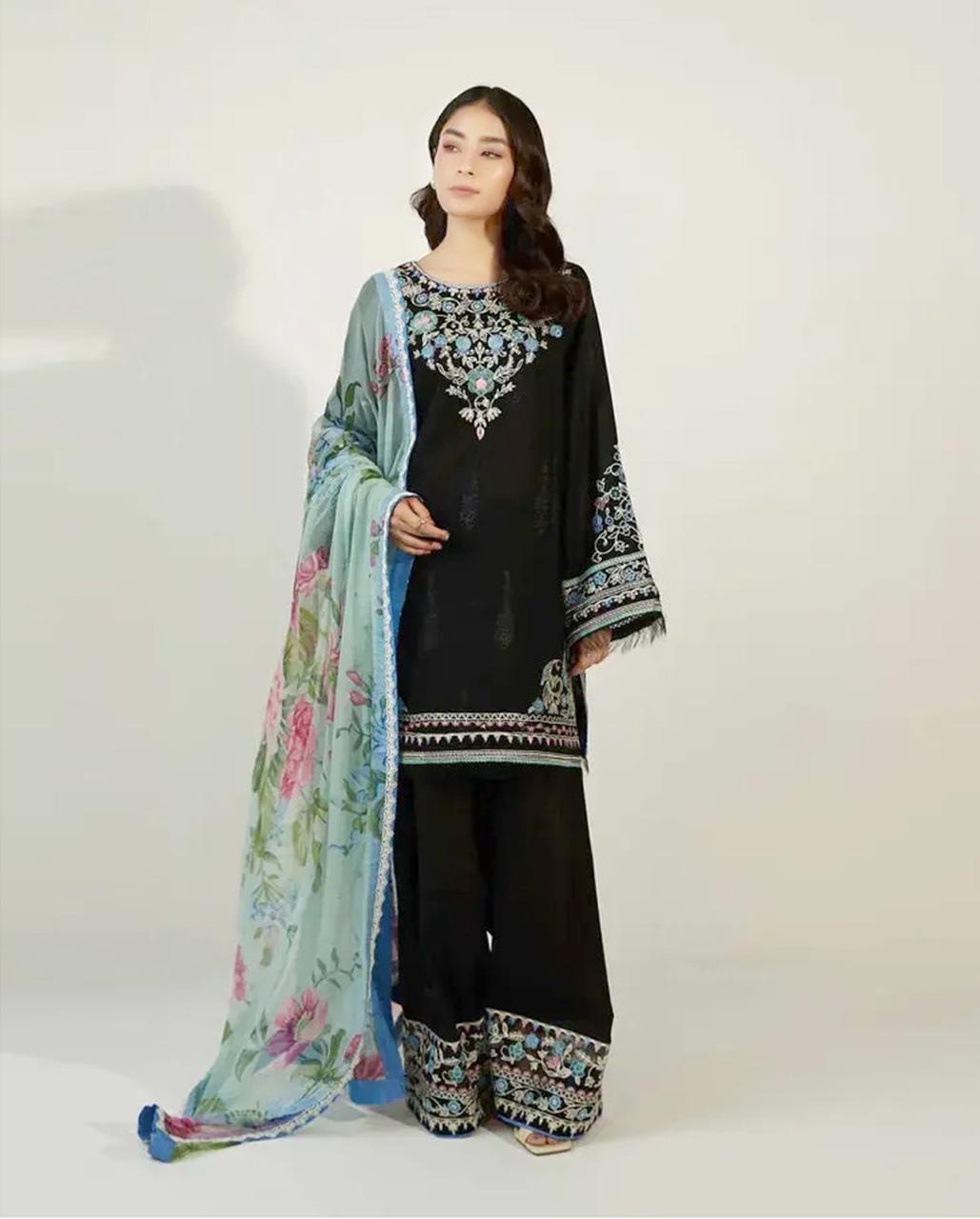 ZARA SHAHJAHAN MUHARRUM COLLECTION LAWN EMBROIDERY DRESS 3 PIECE UNSTITCHED