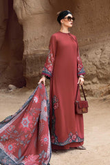 MARIA B LAWN EMBROIDERY DRESS WITH PRINTED SHAWL 3 PIECE UNSTITCHED