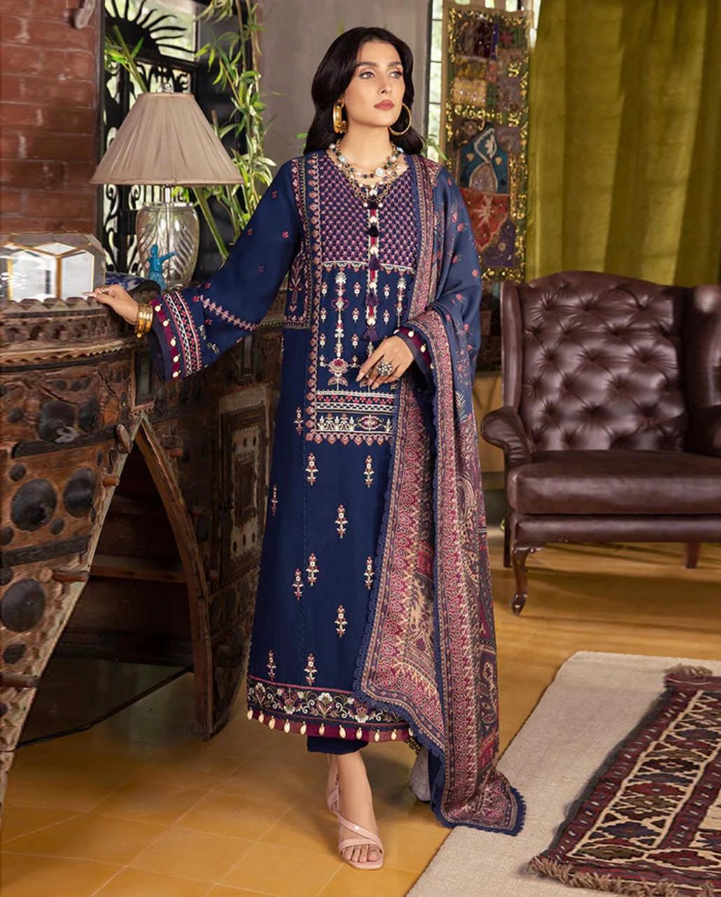 ASIM JOFA HEAVILY EMBROIDERY DHANAK DRESS 3 PIECE