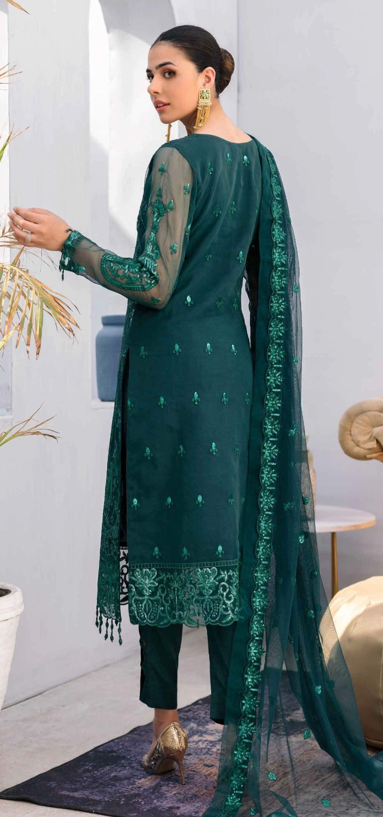 EMAAN ADEEL SOFT NET HEAVILY EMBROIDERY WITH HAND WORK 3 PIECE UNSTITCHED