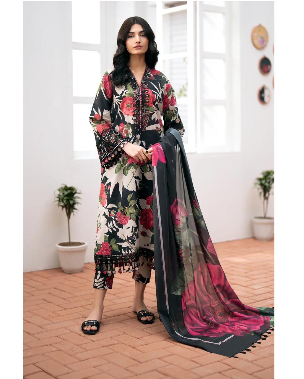 BAROQUE KARANDI PRINTED DRESS 3 PIECE UNSTITCHED