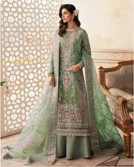 SAFFANA SOFT ORGANZA HEAVILY EMBROIDERY  DRESS 3 PIECE UNSTICHED