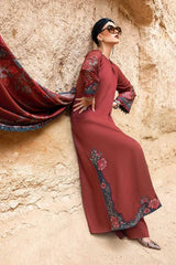 MARIA B LAWN EMBROIDERY DRESS WITH PRINTED SHAWL 3 PIECE UNSTITCHED