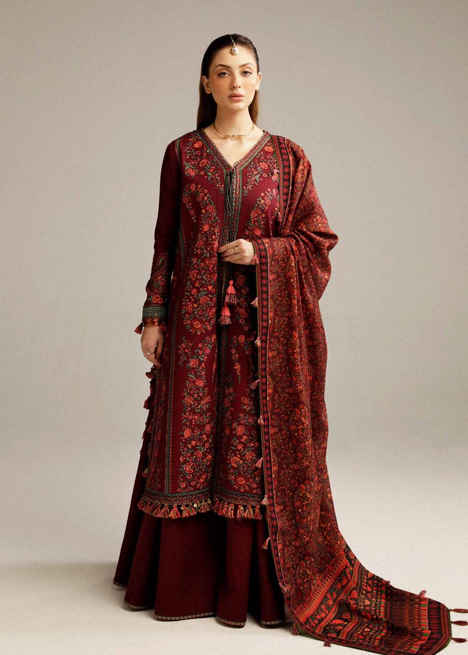 BAREEZE HEAVILY EMBROIDERY DHANAK DRESS 3 PIECE