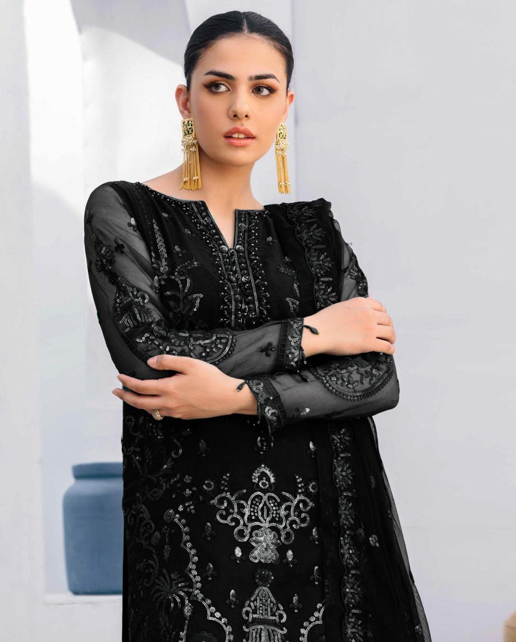 EMAAN ADEEL SOFT NET HEAVILY EMBROIDERY WITH HAND WORK 3 PIECE UNSTITCHED