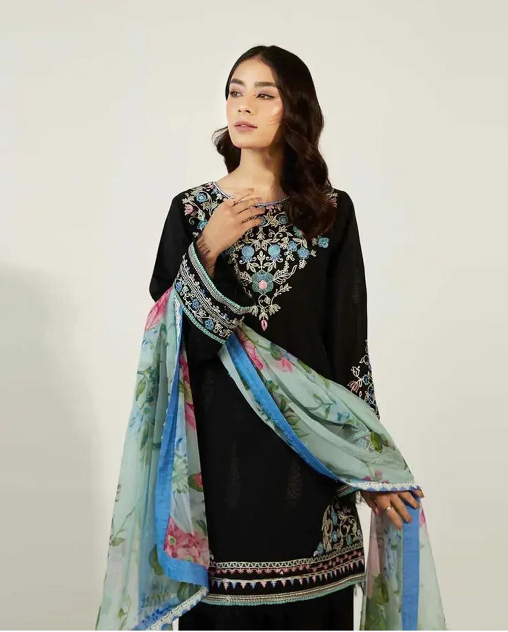 ZARA SHAHJAHAN MUHARRUM COLLECTION LAWN EMBROIDERY DRESS 3 PIECE UNSTITCHED